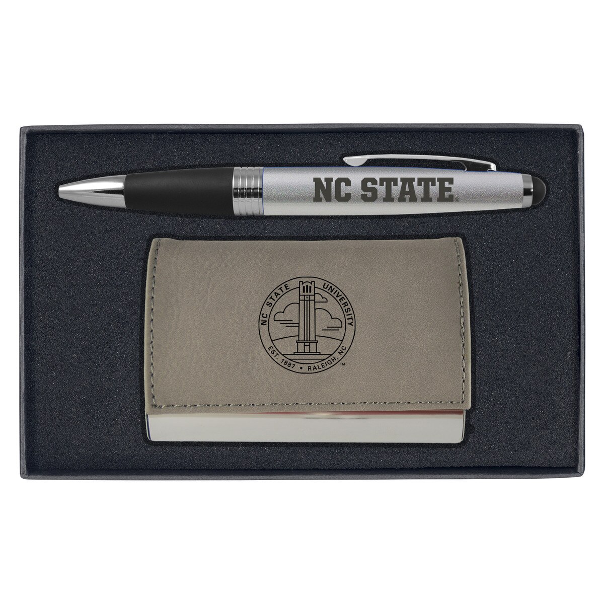 Grey Velour Business Card Holder &